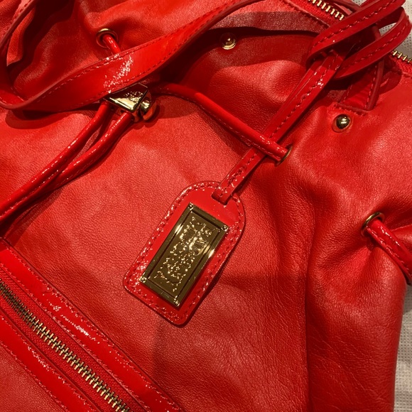 Badgley Mischka genuine red leather tote bag - Picture 4 of 8